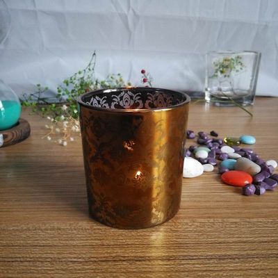 کیفیت Copper Glass Candle Holders With Laser Engrave Pattern کارخانه