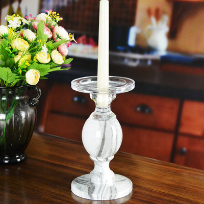 کیفیت Crystal 3 Size Long Stem Candle Holders With Marble Planet کارخانه