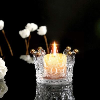کیفیت Classic Crown Clear Glass Candle Holders کارخانه