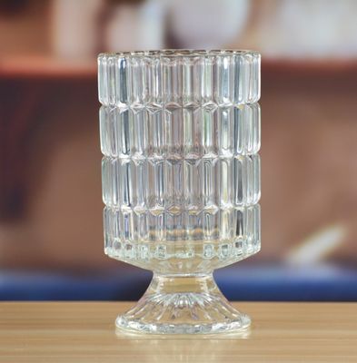 کیفیت Heavy Duty Foot Pillar Glass Candle Holders , Clear Glass Candle Holders As Flower Vase کارخانه
