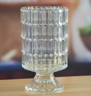 کیفیت Heavy Duty Foot Pillar Glass Candle Holders , Clear Glass Candle Holders As Flower Vase کارخانه