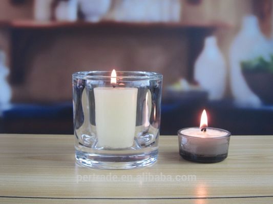 کیفیت Thick Wall Glass Cylinder Candle Holders For Table Decoration کارخانه