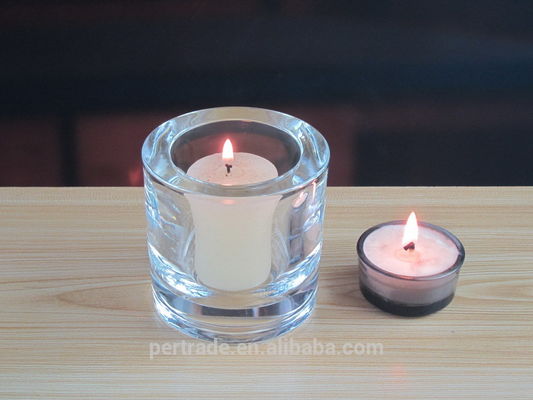 کیفیت Thick Wall Glass Cylinder Candle Holders For Table Decoration کارخانه