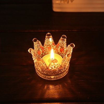 کیفیت Romantic Crown Tea Light Mini Votive Candle Holders ,  Glass Cylinder Candle Holders For Party کارخانه