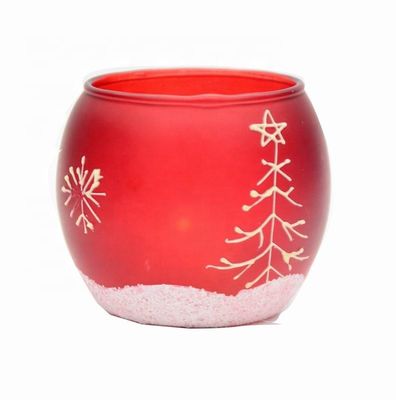 کیفیت Handpainted Christmas Snowflake Glass Cylinder Candle Holders کارخانه