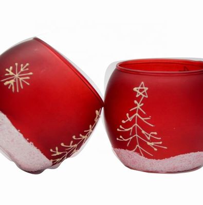 کیفیت Handpainted Christmas Snowflake Glass Cylinder Candle Holders کارخانه