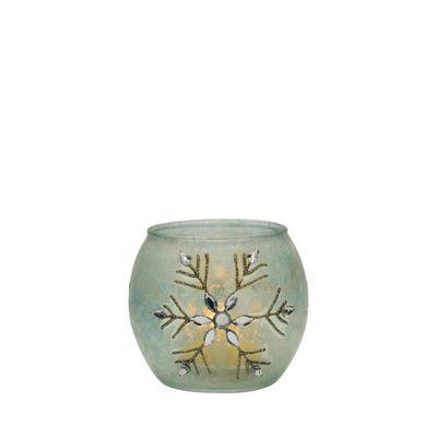 کیفیت Handpainted Christmas Snowflake Glass Cylinder Candle Holders کارخانه