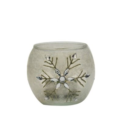 کیفیت Handpainted Christmas Snowflake Glass Cylinder Candle Holders کارخانه