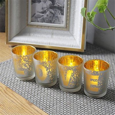 کیفیت Electroplated Matte Glass Candle Holders With Morden Pattern کارخانه