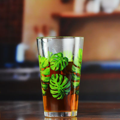 کیفیت Monstera Leaf 16 Oz Beer Glasses With Color Decal کارخانه