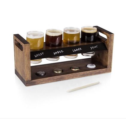 کیفیت Handmade 5oz Craft Beer Tasting Kit , Craft Beer Glasses Set With Wooden Paddle کارخانه