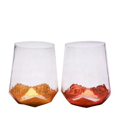 کیفیت Customize Stemless Gold Foil Decorated Crystal Wine Glass کارخانه