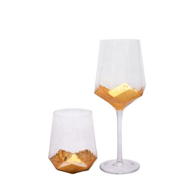 کیفیت Customize Stemless Gold Foil Decorated Crystal Wine Glass کارخانه