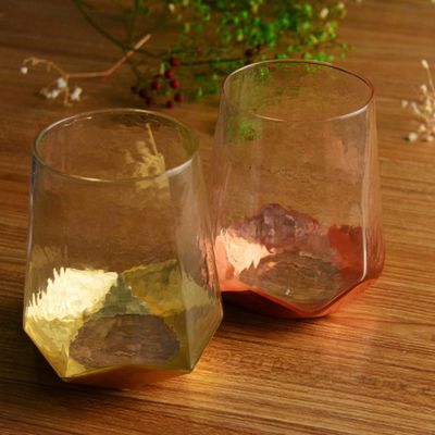 کیفیت Customize Stemless Gold Foil Decorated Crystal Wine Glass کارخانه