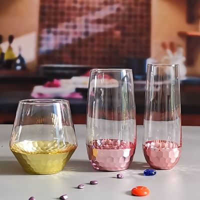 کیفیت 400ml Hand Cut Gold Honeycomb Crystal Wine Glasses کارخانه