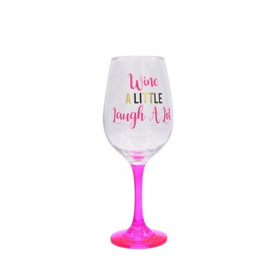 کیفیت 340ml Crystal Wine Glass With Funny Fonts Decal Decoration کارخانه