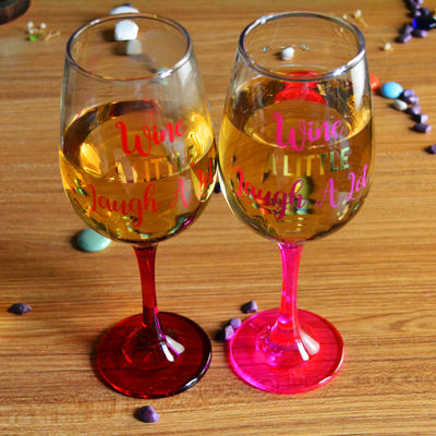 کیفیت 340ml Crystal Wine Glass With Funny Fonts Decal Decoration کارخانه