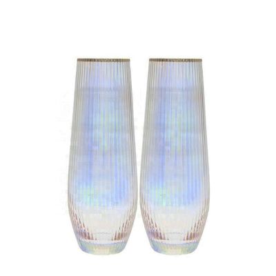 کیفیت Ion Plated Rainbowl 16 Oz Stemless Wine Glass , Antique Crystal Wine Glasses کارخانه