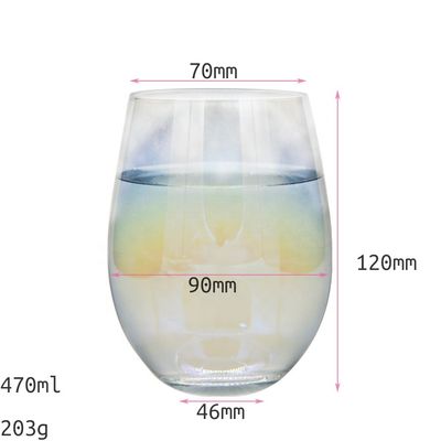 کیفیت Ion Plated Rainbowl 16 Oz Stemless Wine Glass , Antique Crystal Wine Glasses کارخانه