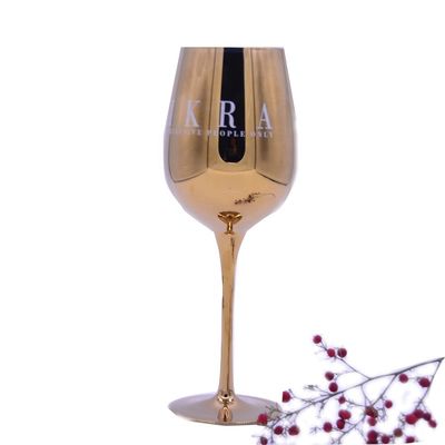 کیفیت Gold Plated 16oz Crystal Wine Glass With Decal Logo For Gift کارخانه