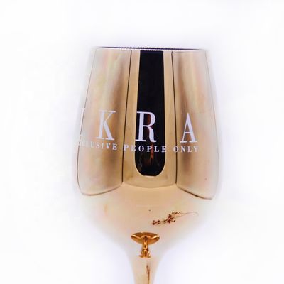 کیفیت Gold Plated 16oz Crystal Wine Glass With Decal Logo For Gift کارخانه