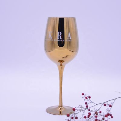 کیفیت Gold Plated 16oz Crystal Wine Glass With Decal Logo For Gift کارخانه