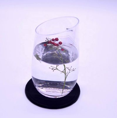 کیفیت Bevel Oblique Edge Stemless Crystal Wine Glass With Angle Top کارخانه