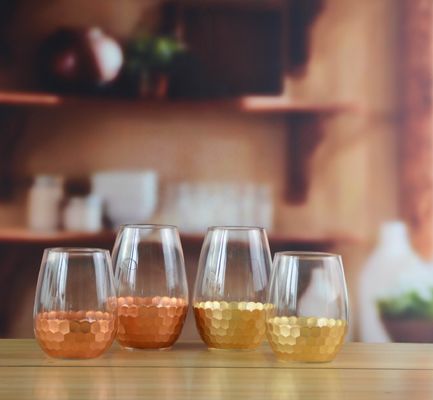 کیفیت 450ml Gold Cutted Honeycomb Stemless Crystal Wine Glass کارخانه
