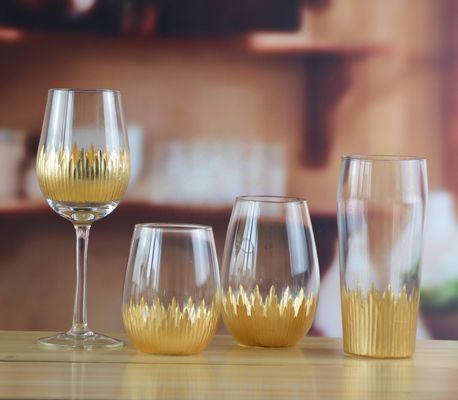 کیفیت 450ml Gold Cutted Honeycomb Stemless Crystal Wine Glass کارخانه