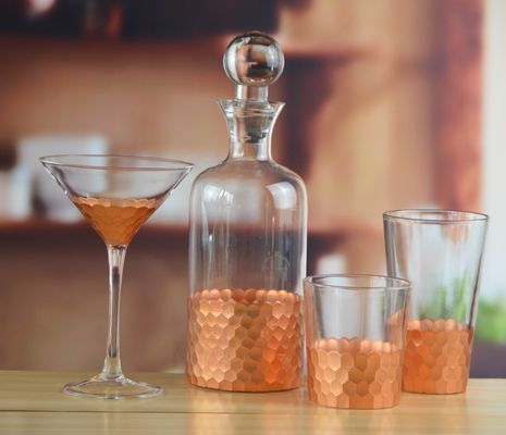 کیفیت 450ml Gold Cutted Honeycomb Stemless Crystal Wine Glass کارخانه