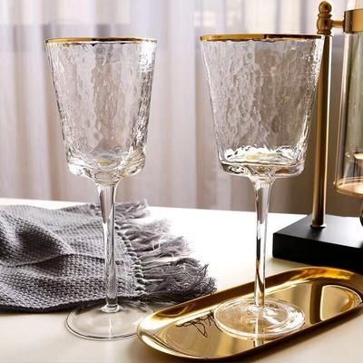 کیفیت Hammer Texture Crystal Wine Glass In Triangle Shape کارخانه