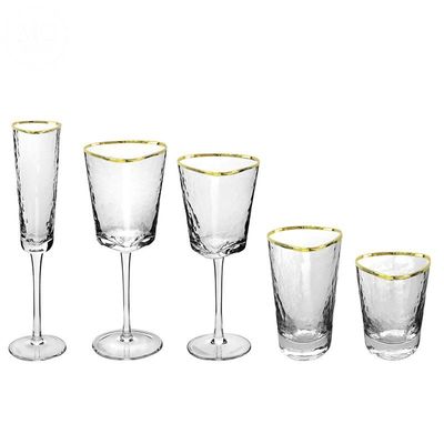 کیفیت Hammer Texture Crystal Wine Glass In Triangle Shape کارخانه