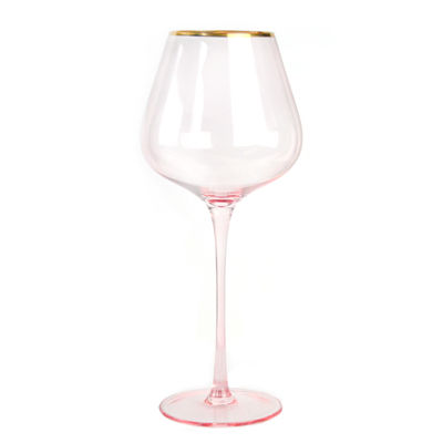 کیفیت Gold Rim Pink Crystal Wine Glass For Holiday Party کارخانه