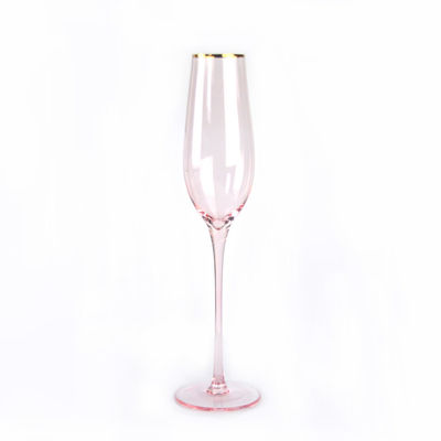 کیفیت Gold Rim Pink Crystal Wine Glass For Holiday Party کارخانه