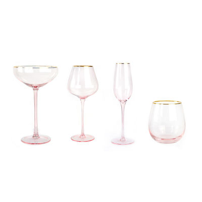 کیفیت Gold Rim Pink Crystal Wine Glass For Holiday Party کارخانه