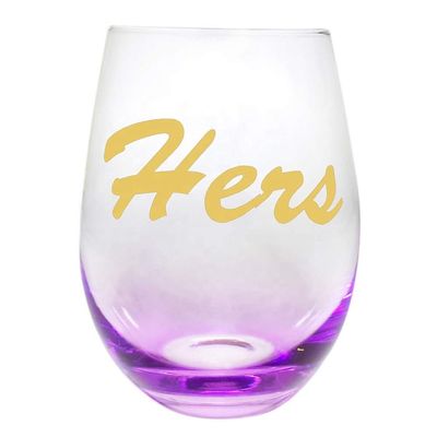 کیفیت Egg Shape  Stemless Clear Wine Glass ，Clear Stemless Wine Glasses With Golden Fonts کارخانه