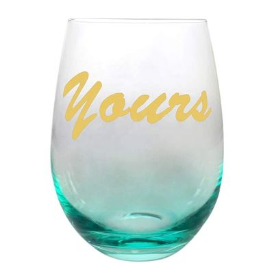 کیفیت Egg Shape  Stemless Clear Wine Glass ，Clear Stemless Wine Glasses With Golden Fonts کارخانه
