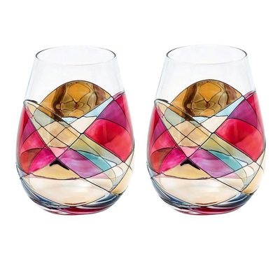 کیفیت Handpainted Stemless Golden Luster Crystal Wine Glass , Engraved Crystal Glasses کارخانه