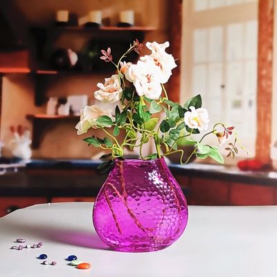 کیفیت Home Decoration 8" Fish Style Vintage Pink Glass Vase کارخانه