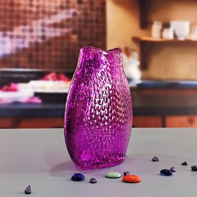 کیفیت Home Decoration 8" Fish Style Vintage Pink Glass Vase کارخانه
