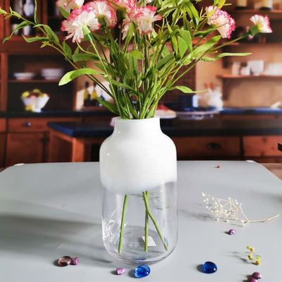 کیفیت Hand Made Solid White Top Half Ceramic Glass Jar Vase کارخانه