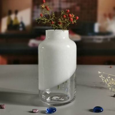 کیفیت Hand Made Solid White Top Half Ceramic Glass Jar Vase کارخانه