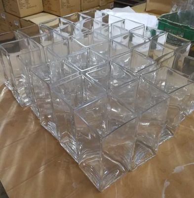 کیفیت Handmade Square 8 Inch Glass Vase For Centerpieces کارخانه