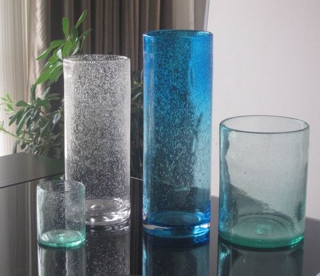 کیفیت Handmade Thick Wall Solid Color Decorative Glass Vase کارخانه
