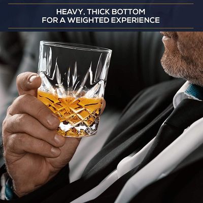 کیفیت Old Fashioned Lead Free Embossed 10 Oz Whiskey Glasses , Whiskey Tasting Glasses کارخانه