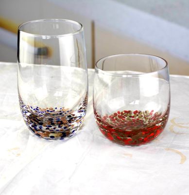کیفیت Gold Stone Bottom Glass SGS 300ml Handmade Whiskey Glass کارخانه
