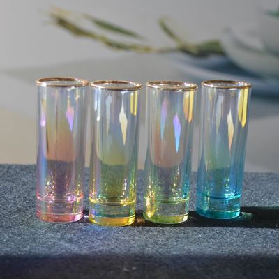 کیفیت Personalized INS Gradient Color Gold Rim Unique Shot Glass Set کارخانه