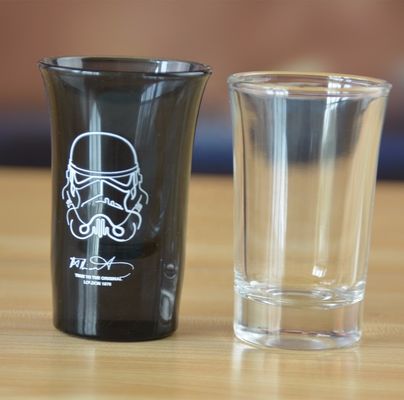 کیفیت Logo Printed Clear  Unique Shot Glasses With Color Decal کارخانه