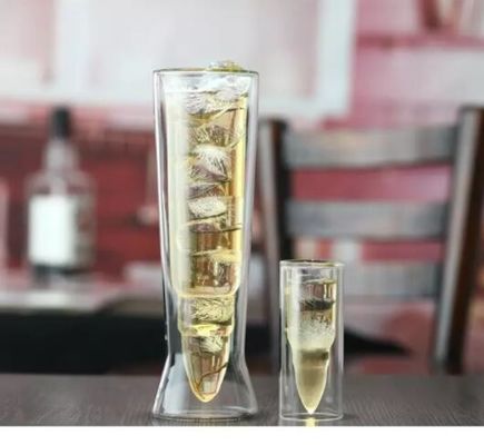 کیفیت Bullet Shaped Double Wall 45ml Unique Shot Glasses کارخانه