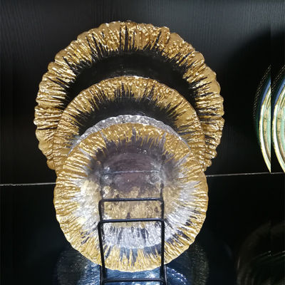 کیفیت Golden Color Dessert Glass Charger Plates , Decorative Charger Plates For Wedding کارخانه